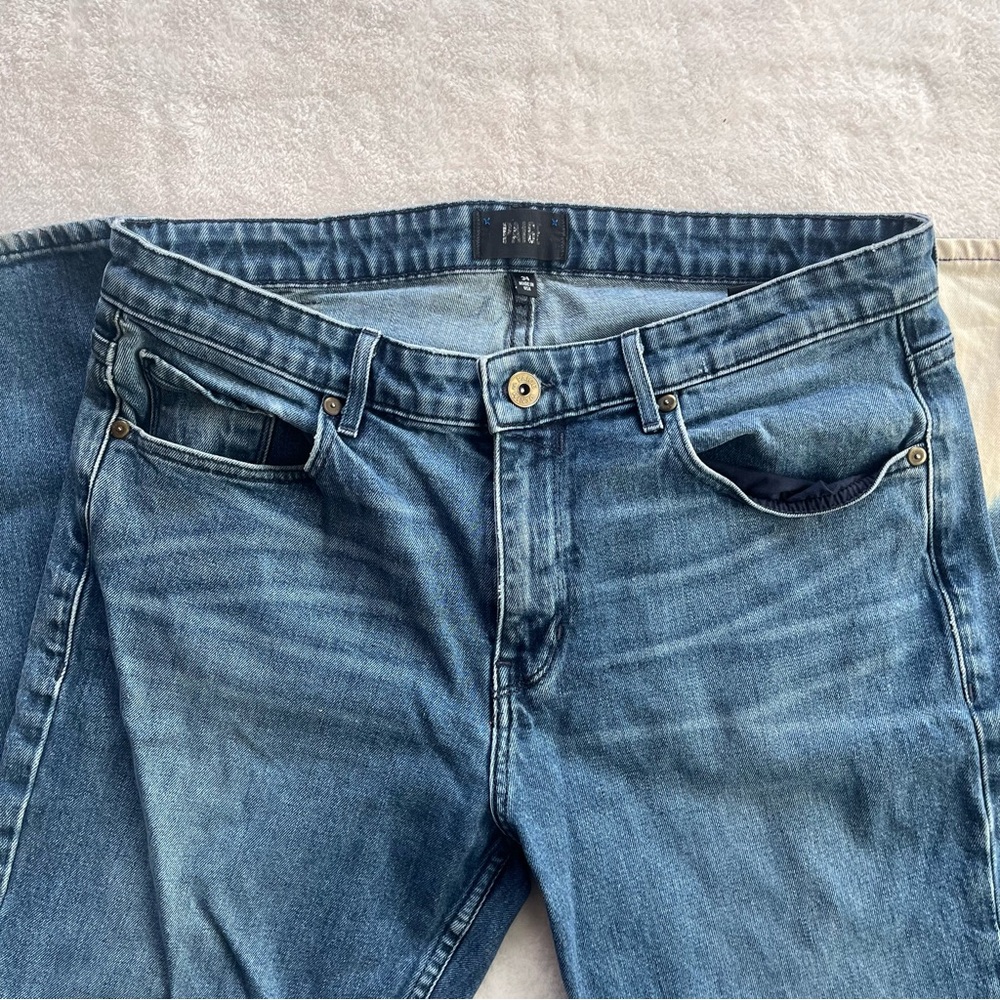 Paige Men’s Doheny Relaxed Straight Jeans 34x32 Bleached Denim